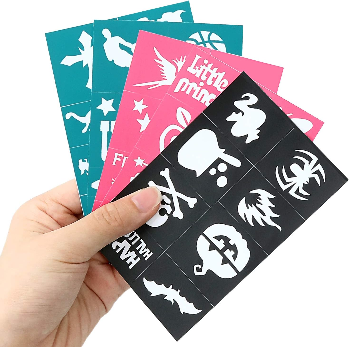 Maydear Face Painting Kit for Kids with Safe and Non-Toxic Water Based 12 Colors UV Fluorescent Face Paint, 40 Stencils & 2 Brushes image number 2