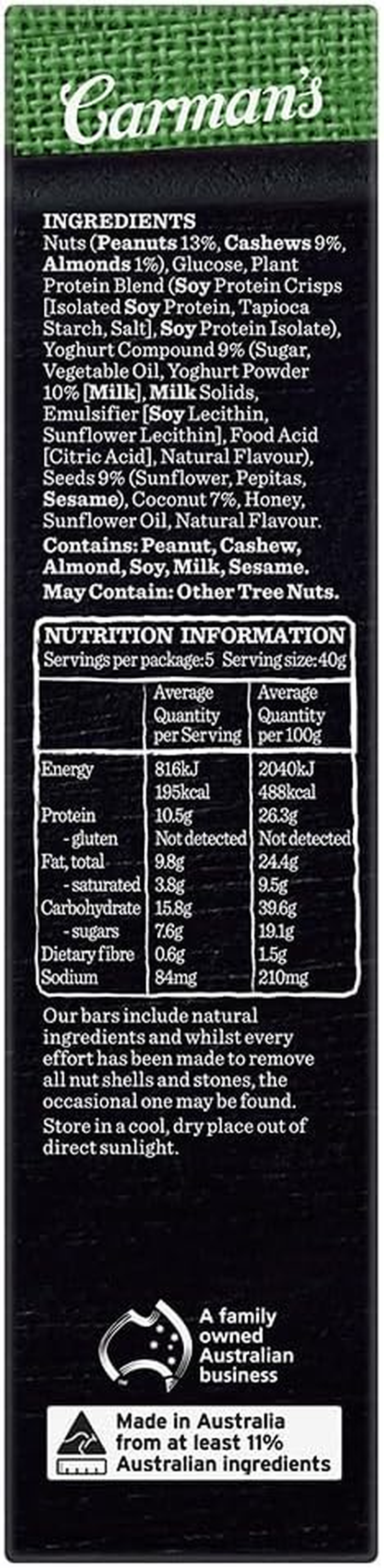 Carman'S Protein Bars Coconut, Yoghurt & Roasted Nut 6X200G (Pack of 30) image number 4