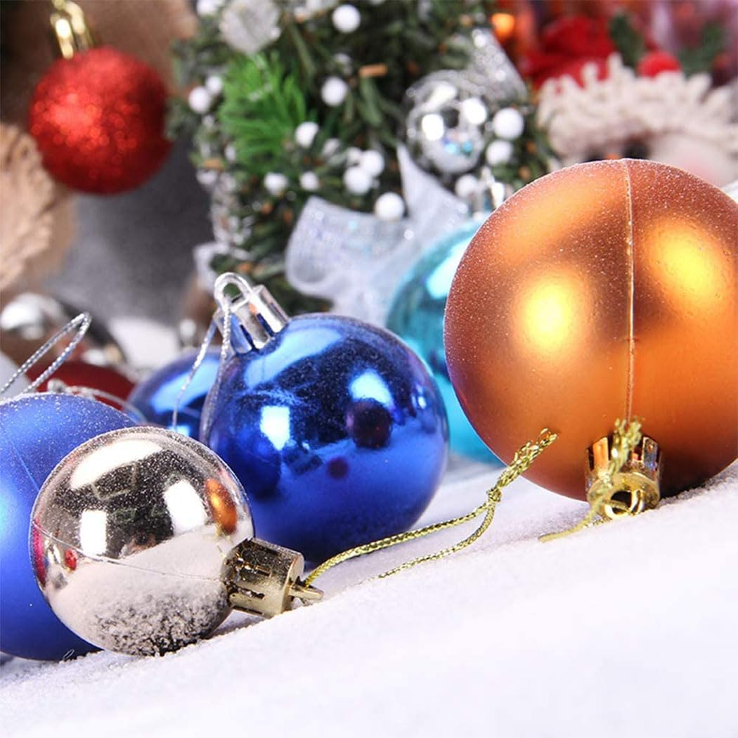 Idopick Christmas Ball Ornaments Set, 42PCS Assorted Shatterproof Christmas Tree Christmas Baubles Balls Ornaments with Hanging Hoop for Holiday Wedding Party Decoration (Blue) - Golden image number 6