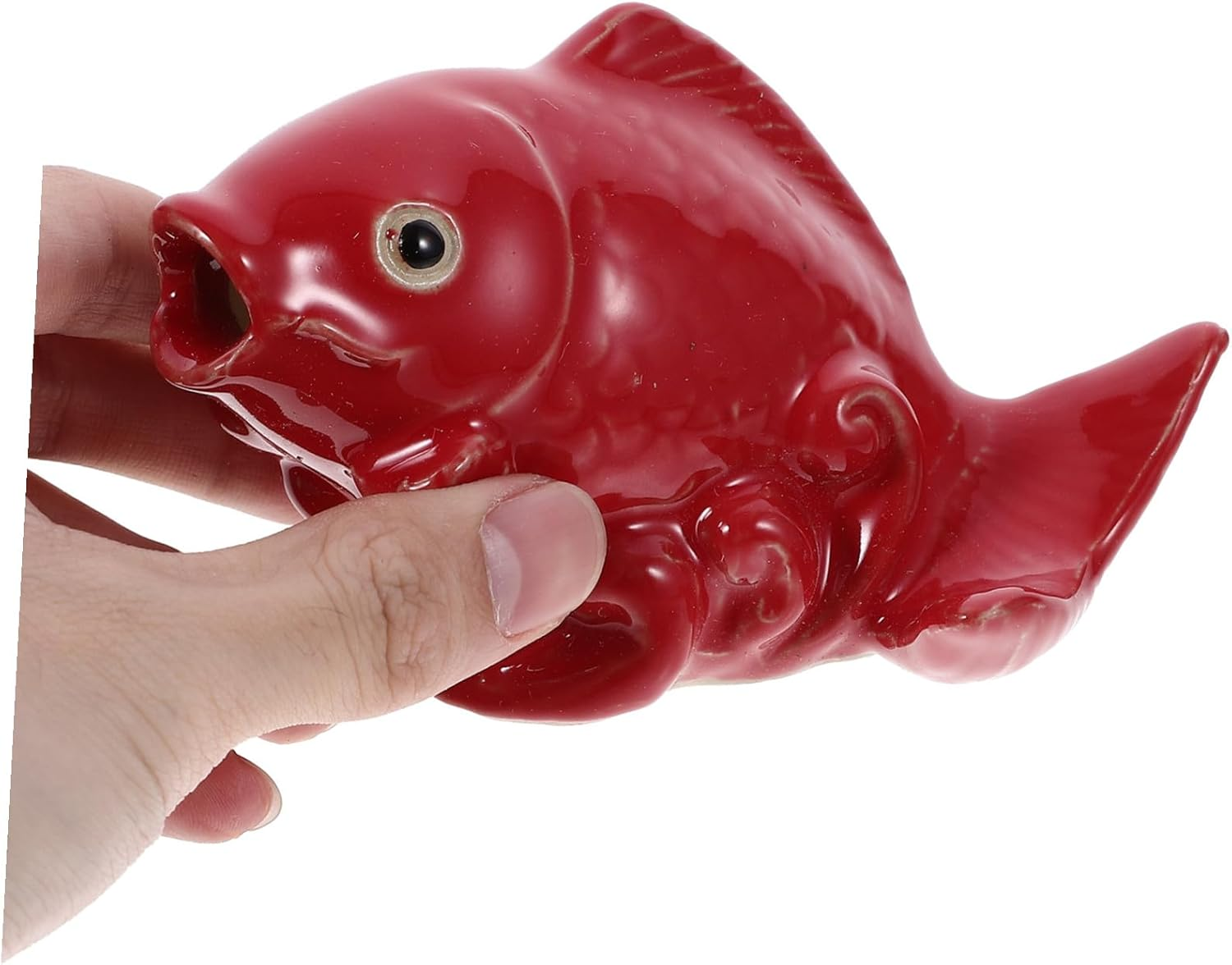 Ceramic Carp Garden Fountain Nozzle Realistic Polished Fish Spray Ornament Wear-Resistant Outdoor Lawn Decor for Patio Balcony Unique Garden Adornment image number 2