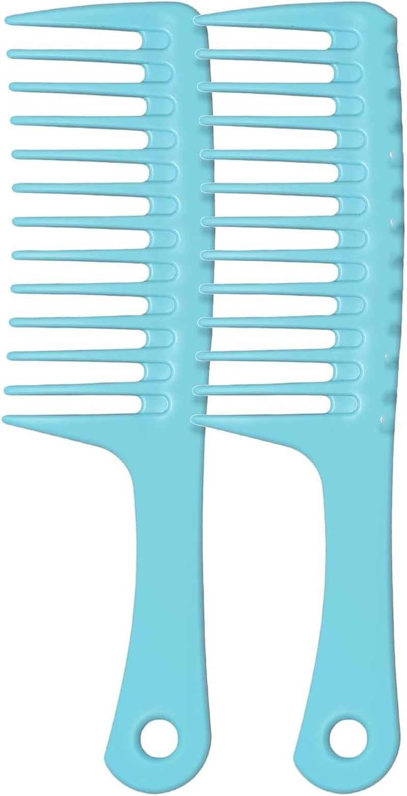 Wide Tooth Comb, Large Hair Detangling Comb Styling Comb for Curly, Wet, Long Hair (Blue) (2PCS)