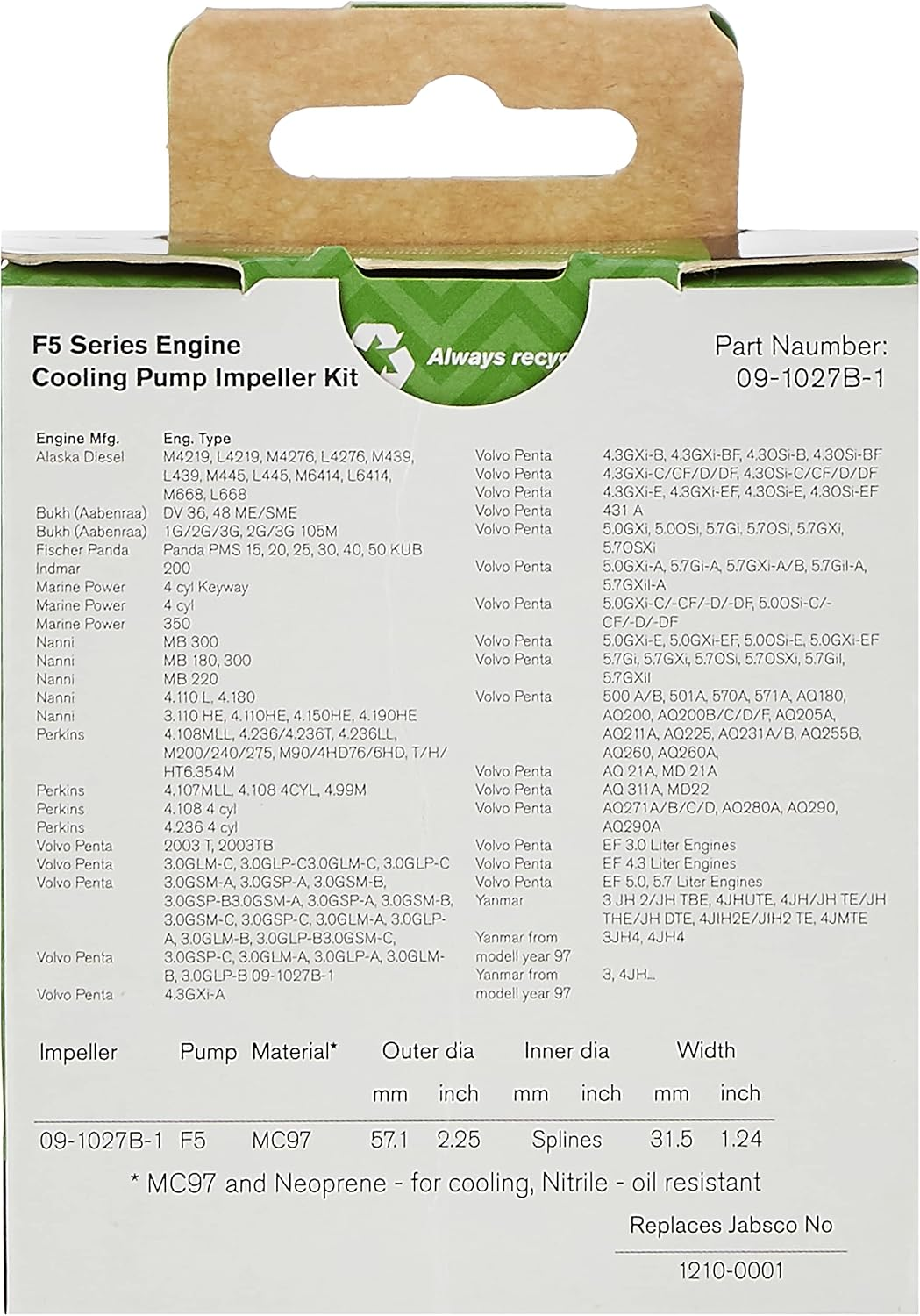 Johnson Pumps 09-1027B-1 F5 Impeller (MC97) image number 3