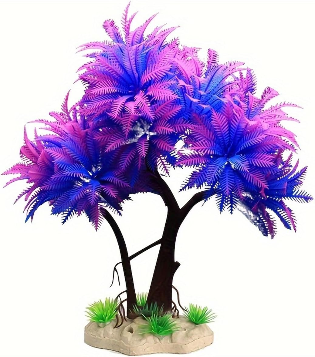 AIMALL Vibrant Aquarium Decor: Fish Tank Simulation Water Plants, Durable Plastic Bonsai Ornaments, Easy Setup, Ideal for Aquascaping, Non-Fading &ndash; 7.48 Inches Tall