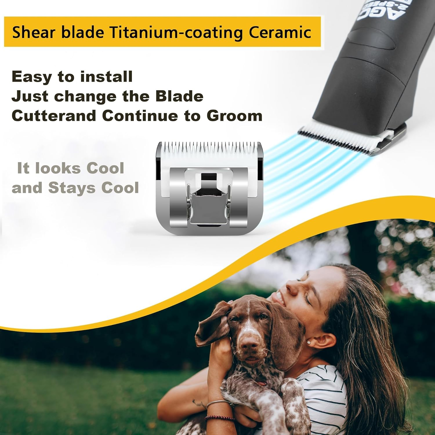 18 Teeth Ceramic Blade Compatible with Oster Fast Feed Clippers Replacement Blades for A5 Grooming Cutter Series, Fit for Wahl KM Series, Fit for Andis Blade Parts (3FC, 4FC, 5FC, 7FC, #9, #10), White image number 1