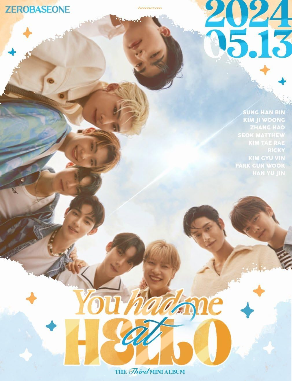 ZEROBASEONE You Had Me at Hello 3Rd Mini Album Cd+Photobook+Photocard+Sticker+Tracking Sealed ZB1 (Standard Sunshower Version) image number 5