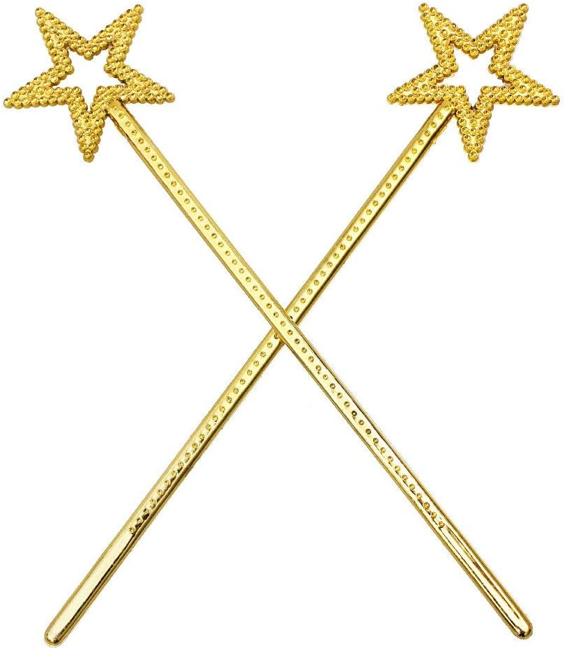 2Pcs 13 Inches Star Wand Costume Props Star Magic Wand Angel Fairy Wands Sticks for Birthday Party Halloween Cosplay Christmas Princess Role Play, Gold image number 3