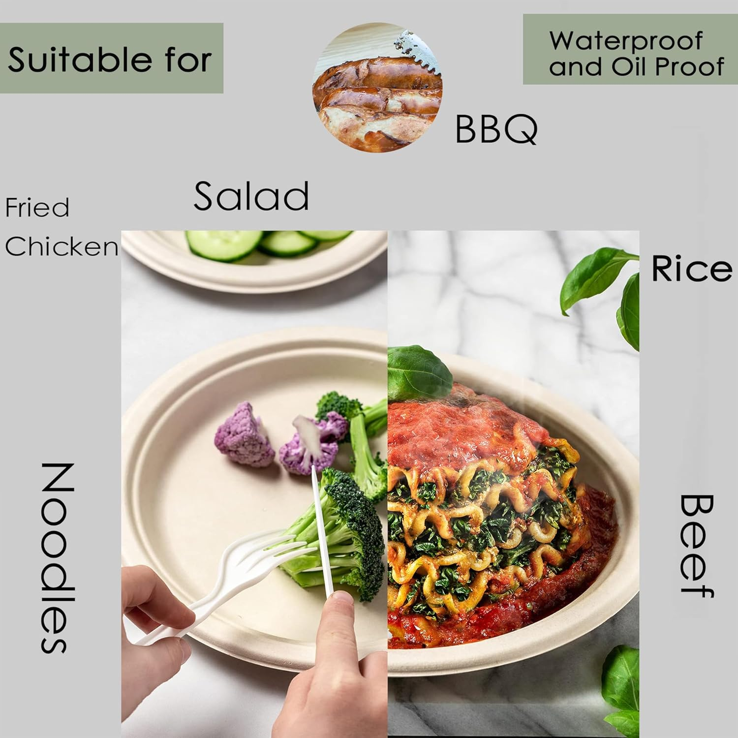 100% Compostable Paper Plates, 150-Pack Heavy Duty Disposable Plates 9 Inch Plates - Eco-Friendly, Biodegradable Paper Fiber, Natural Unbleached Brown 9" Dinner Paper Plate Disposable (150) image number 4