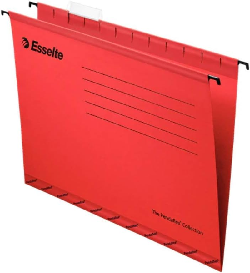 Esselte 90336 Classic Reinforced Suspension File, Foolscap, Pack of 25, Tabs Included, Red, 360 X 240 Mm image number 4