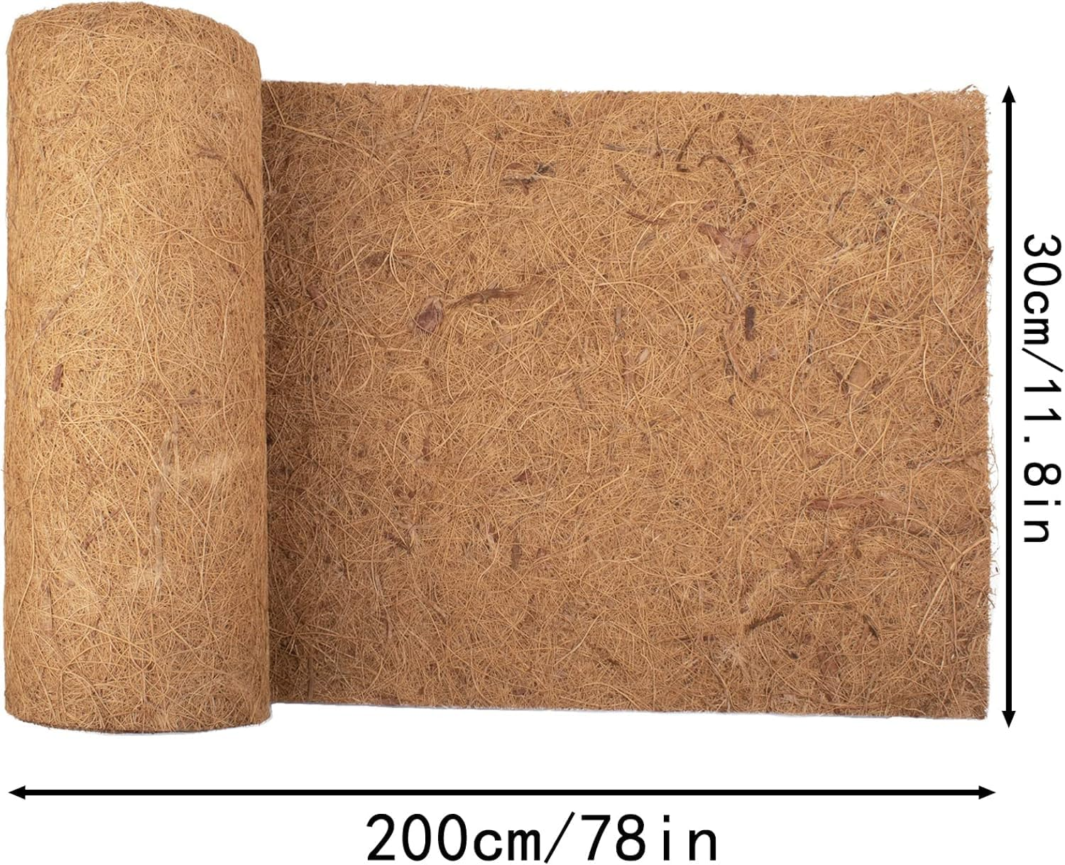 Hanging Basket Liner Coconut Growing Mat Garden Plant Flowerpot Coconut Fibre Matting Liner Roll for Patio Containers Wall Troughs Reptile Carpet Lizard Cage Mat (2M*0.3M/78.7" X 11.8")