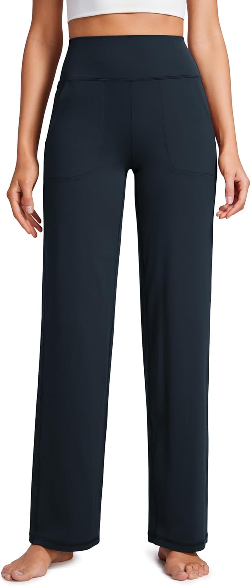 CRZ YOGA Womens Butterluxe High Waist Wide Leg Pants with Pockets 31" - Buttery Soft Comfy Casual Yoga Lounge Leggings