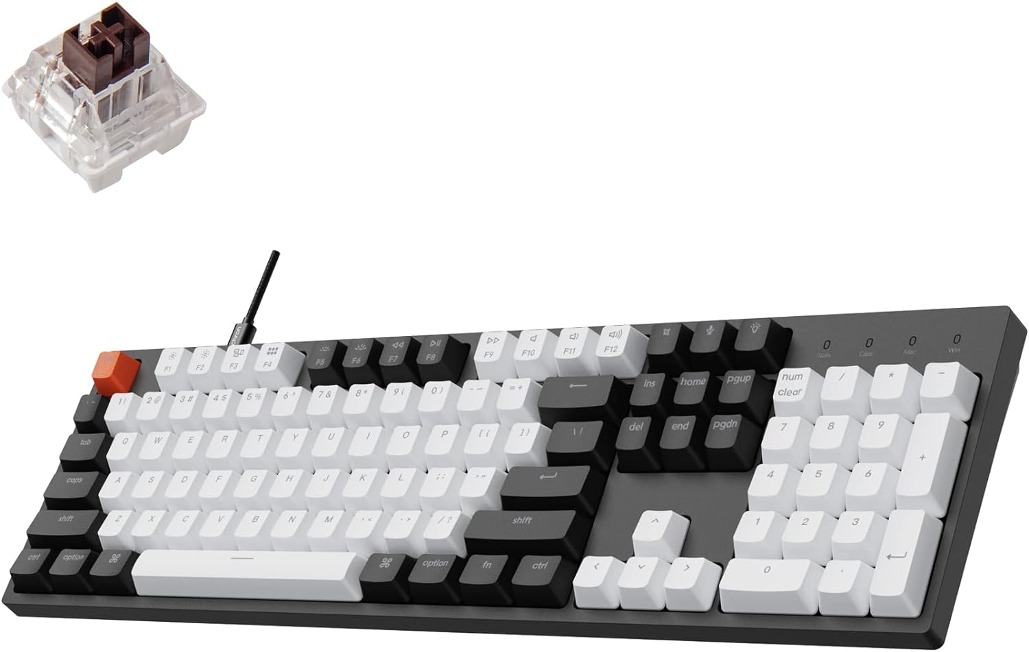 Keychron C2 Full Size 104 Keys Wired Mechanical Gaming Keyboard for Mac Layout, Gateron G Pro Brown Switch/White LED Backlight/Double Shot ABS Keycaps/Usb C Computer Keyboard for Windows Laptop image number 5
