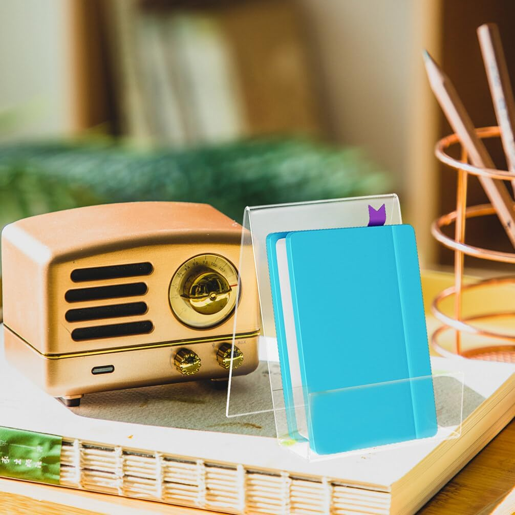 6Pcs Acrylic Book Display Stand Clear Easel with Ledge Tablet Holder Clear Acrylic Holder for Displaying Picture Desktop Freestanding Book for Books Pictures Notebooks image number 4