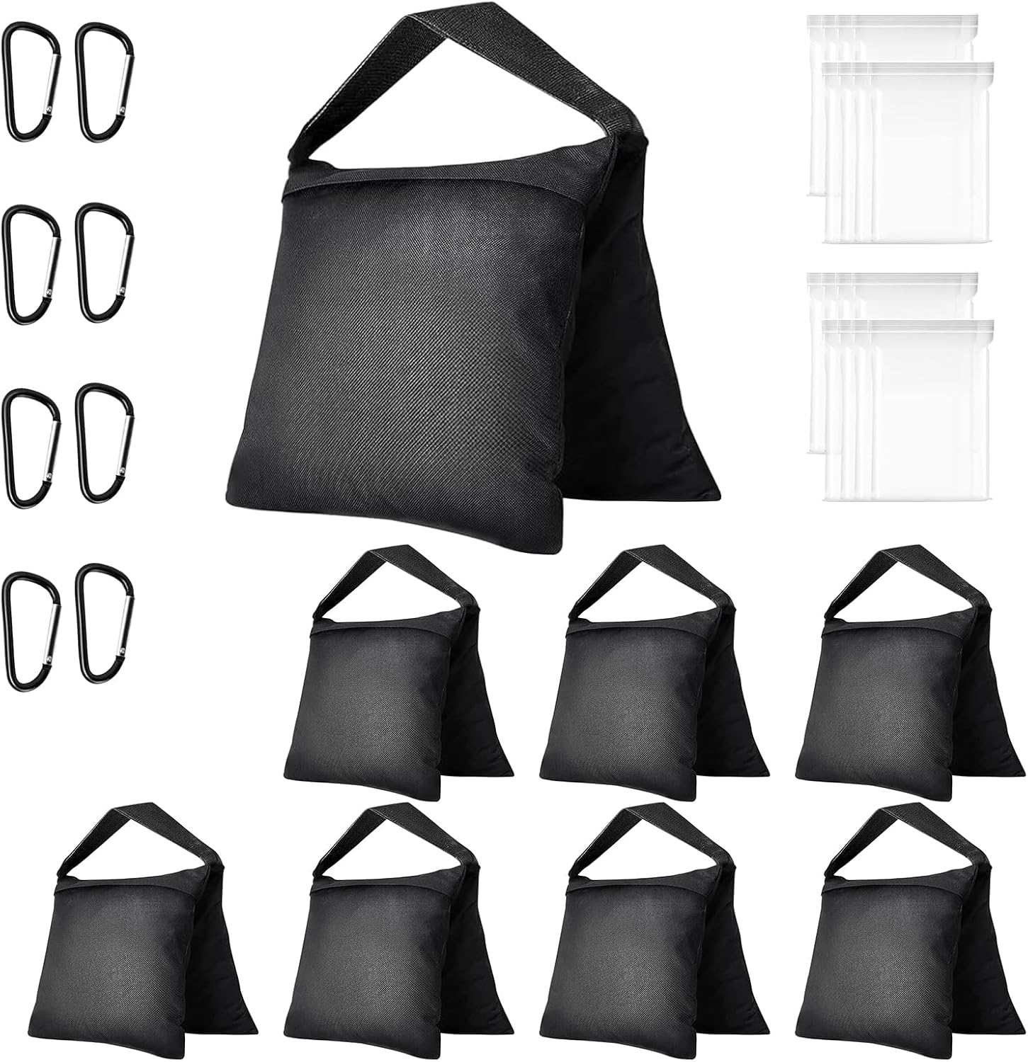 EMART Sandbags 8 Pack Sand Weight Bags Photographic Equipements for Photograpy Lighting Booms Stands, Umbrella Base, Fishing Chair, Picnic Table - Black image number 1