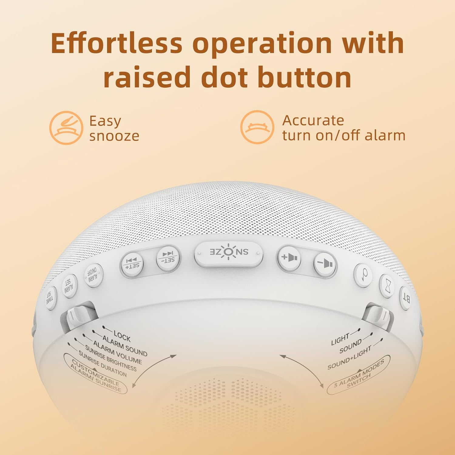 Sunrise Alarm Clock White Noise Machine: Natural Wake up Light - Dimmable Clock with Bluetooth Speaker for Bedroom - 25 Sleep Sounds for Baby Adults Kids Frost White image number 5