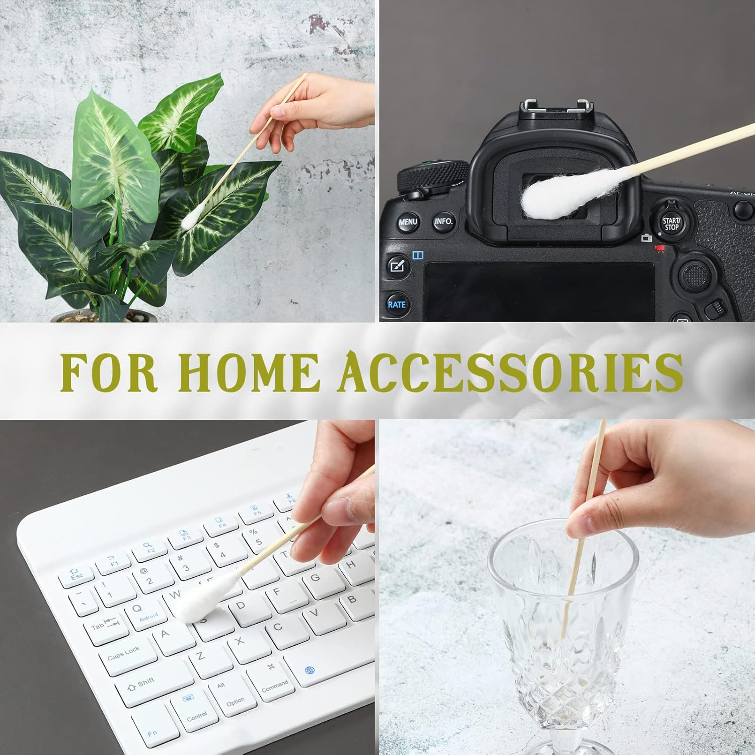 Zhehao 300 Pcs 8 Inch Large Cotton Swabs with Bamboo Handle Oversized Extra Long Cotton Tipped Applicators with Large 1/2" Diameter Ear Swabs for Wound Cleaning, Makeup image number 2