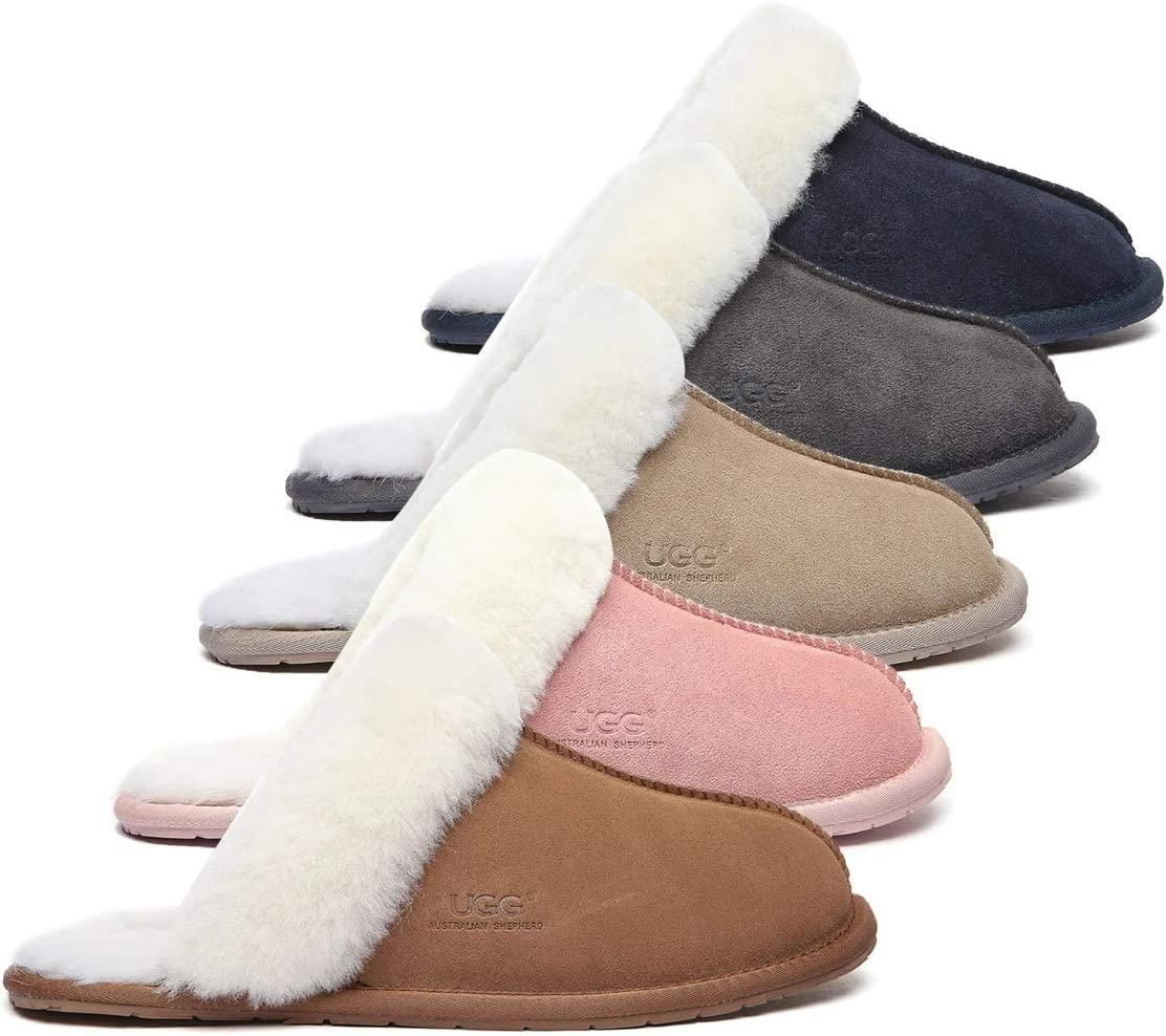 UGG Slippers Australia Premium Sheepskin Unisex Rosa Scuff - Navy Blue - AU Ladies 13 / AU Men 11 / EU 44 image number 4