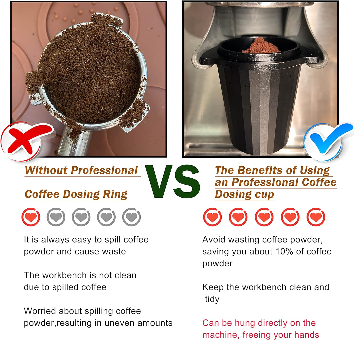 NEOUZA 54Mm Espresso Funnel Dosing Cup Aluminum Alloy RDT Spray for Breville 8 Series 870/875/878/880 Coffee Grinder Machine image number 1