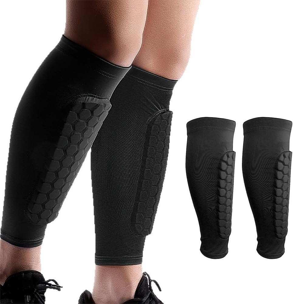 Soccer Shin Guards Pads for Kids Youth Adult,Calf Compression Sleeve with Honeycomb Pads,Support for Football Baseball Taekwondo Boxing MTB Protective Gear