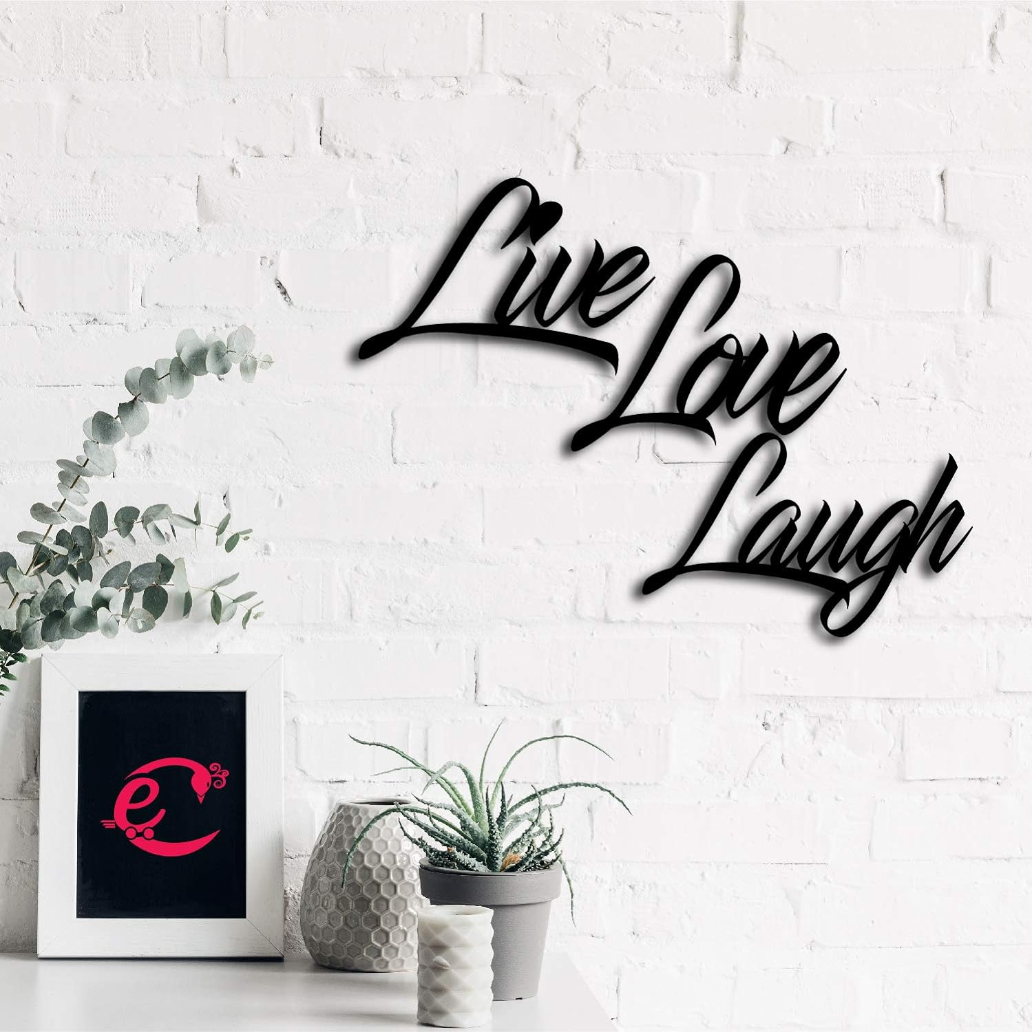 Ecraftindia Live Love Laugh Painted MDF Wall Art Cutout, Ready to Hang Home D&eacute;cor image number 4