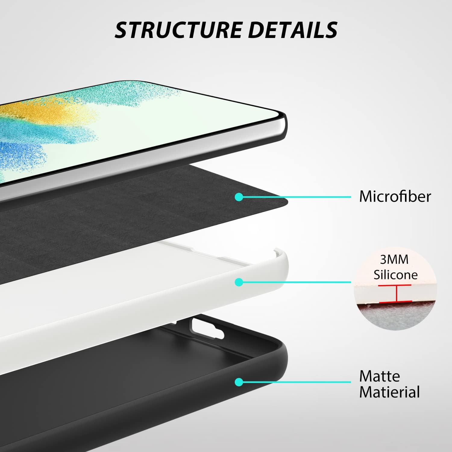 ZUSLAB Galaxy S22 plus Case 5G Nano Silicone Shockproof Gel Rubber Bumper Protective Cover - Black - Hot Pink image number 3