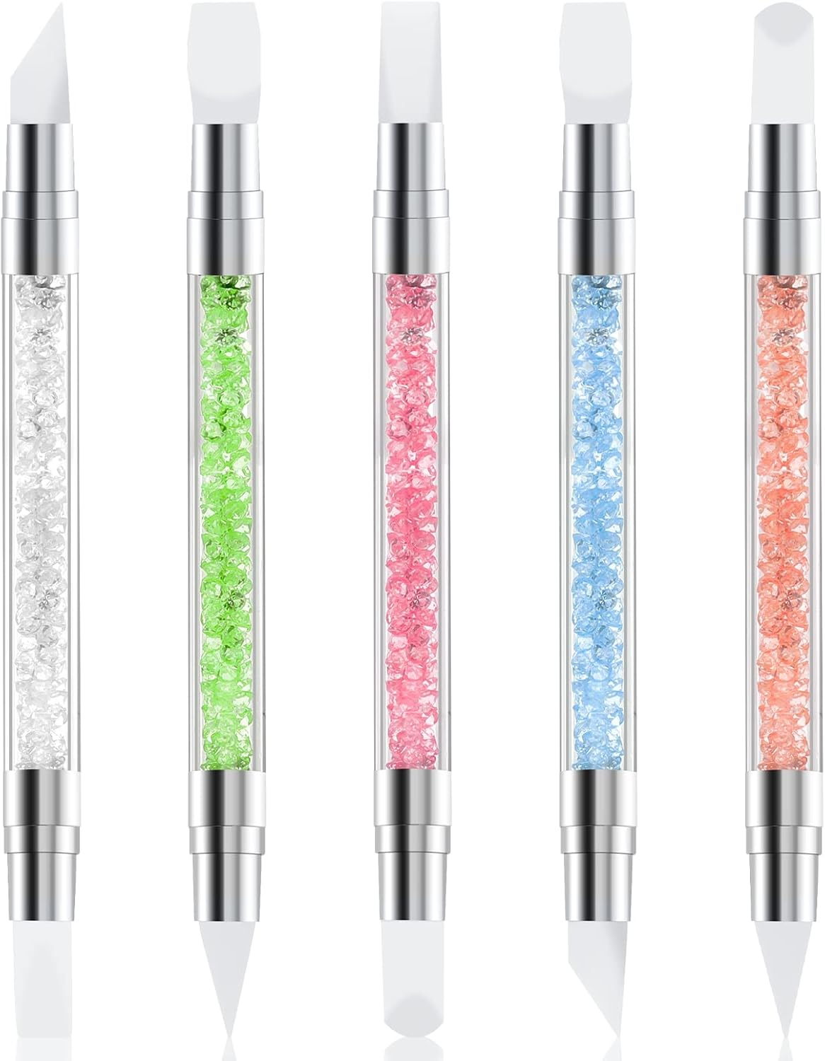 Sliverdew 5Pcs Nail Art Sculpture Pen Dual Tipped Silicone Nail Tools Nail Art Acrylic Pen Silicone Brushes for Resin Nail Art Tools for Design Nail Foil Carving Drawing Effect Shaping Drawing image number 1