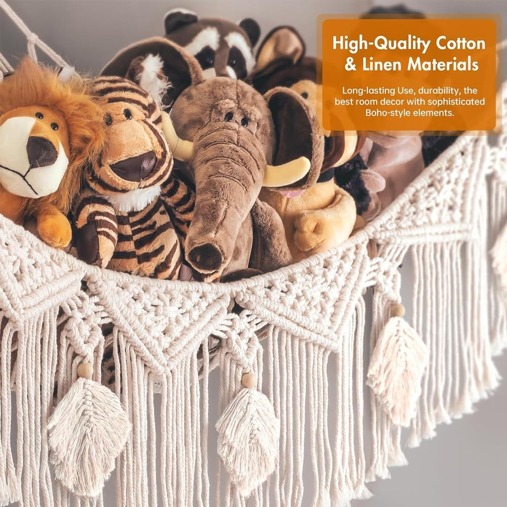 LMSNE 1 Pack Toy Hammock, Hammock for Room Decor,Corner Hanging Organizer for Soft Toys Storage. image number 5
