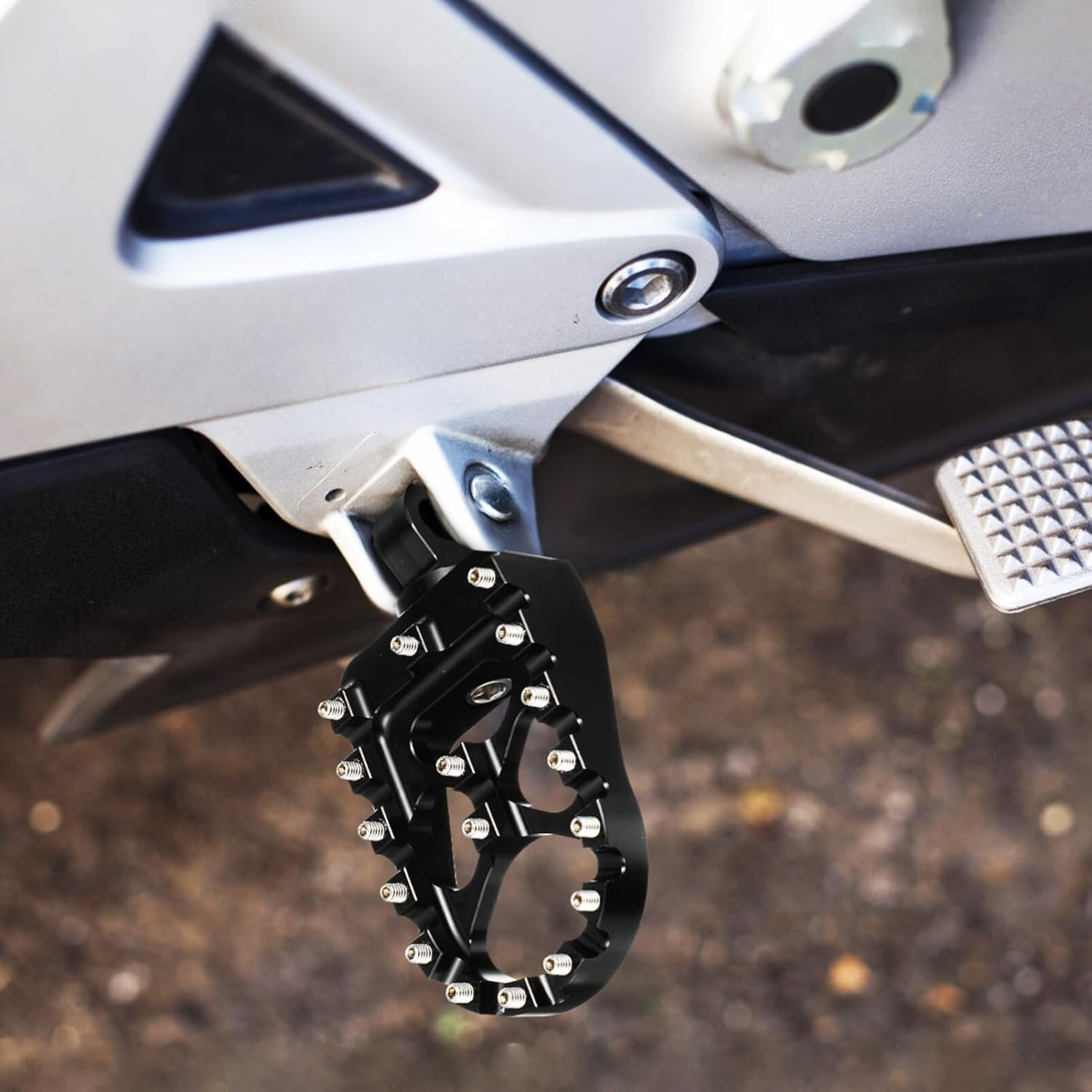 JECOMPRIS Motorcycle Foot Rests Motorbike Foot Pegs Front Rear Footpeg Motorcycle Brake Pedal for Motorcycle Motorbike Black image number 5