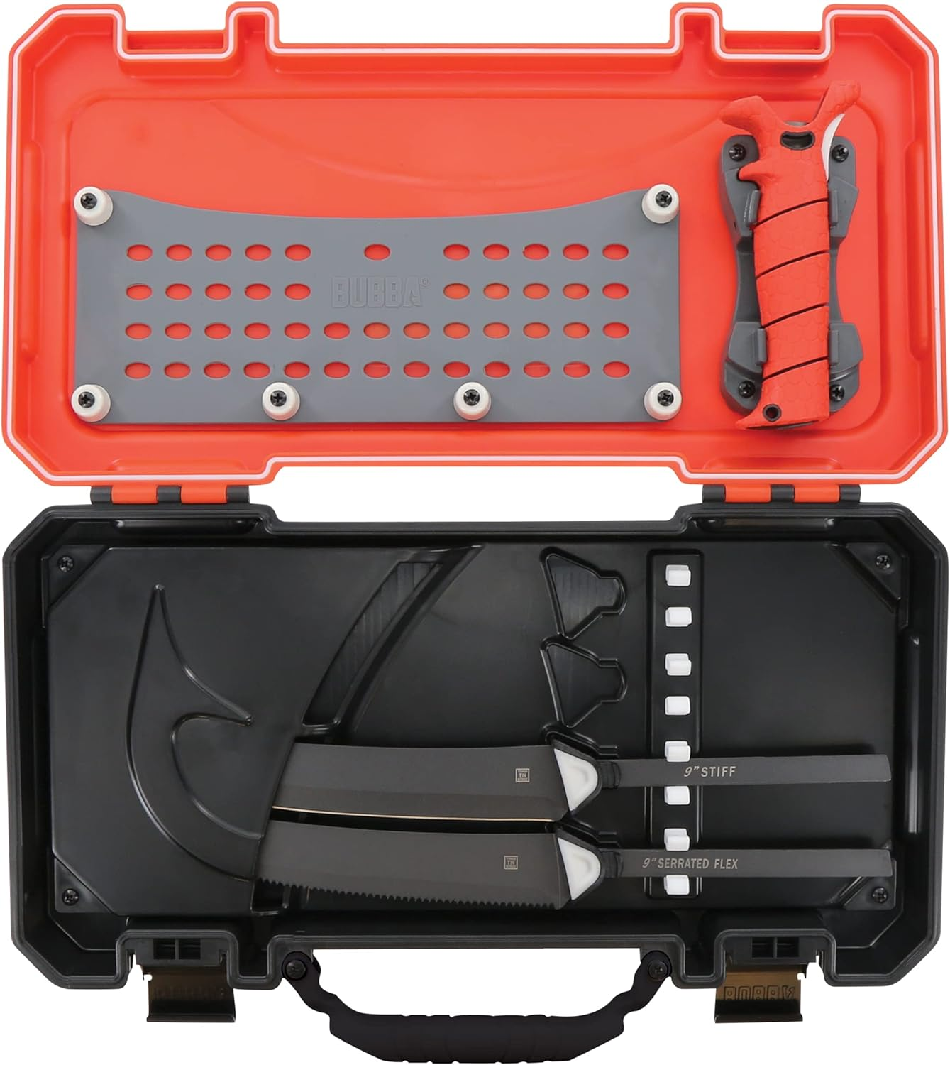 BUBBA Multi-Flex Interchangeable Blade Kit, with Non-Slip Grip Handle, 2 Ti-Nitride S.S. Coated Non-Stick Blades and Case for Fishing image number 5