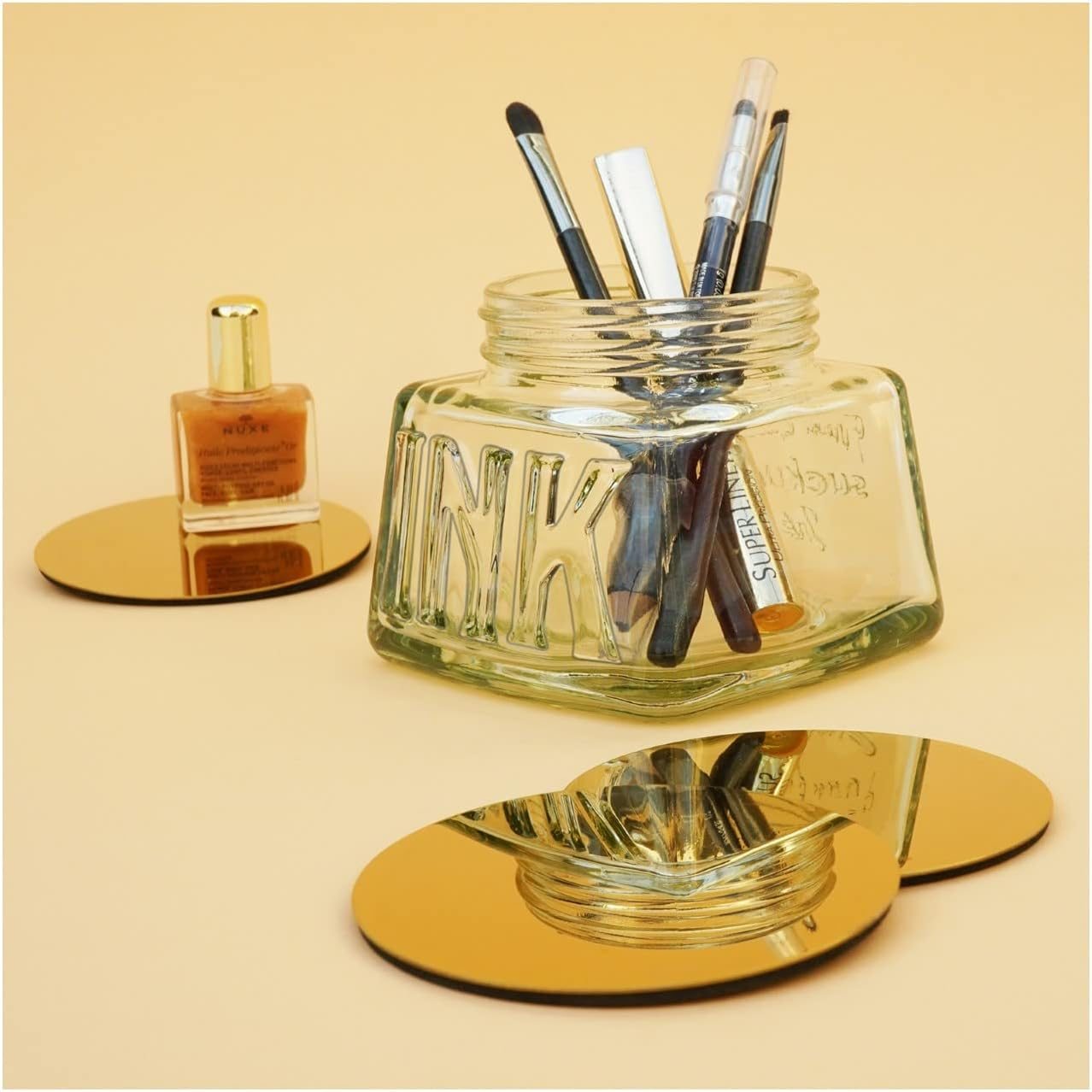 Suck UK Desk Tidy Inkwell | Glass Pen Pot & Pencil Pot | Pen Holder & Makeup Brush Holder | Office & Desk Accessories image number 3