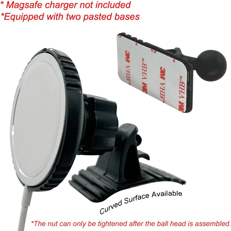 Car Phone Holder, Car Dashboard Adhesive Holder Is Compatible with Apple Mag Safe Mount 15W Wireless Charger Rear Clip, Ensures Good Heat Dissipation (Model a +Model B +Back Clip) image number 1