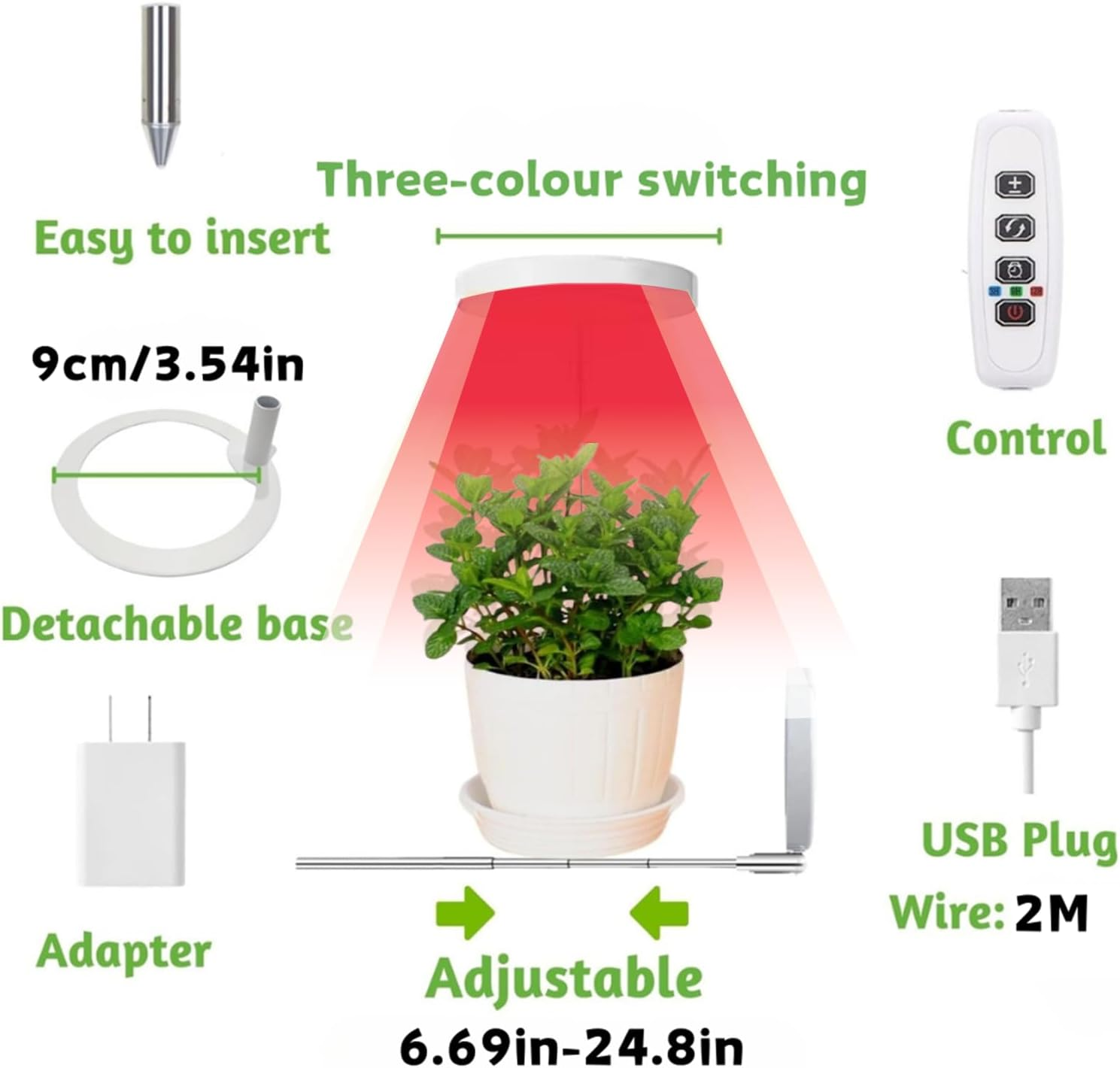 Begrit Grow Light for Indoor Plants: Dual Light Heads & One Master Controller, 3 Spectrum Modes, 10-Level Dimming, 3/9/12H Auto Timer for Seed Starting, Houseplants. (Halo) image number 2