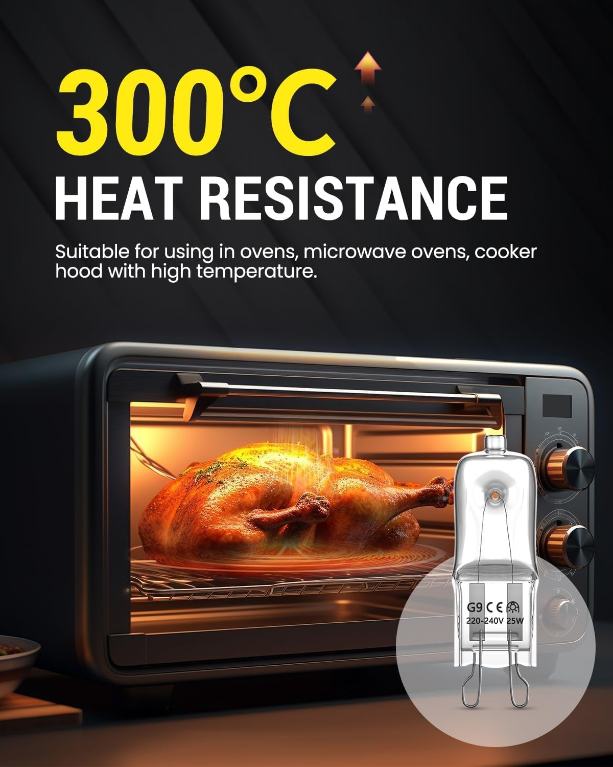 Doright 2 X G9 Halogen Oven Bulbs 25W 300℃ Heat Tolerant 230V Warm White 2700K Dimmable for Neff/Aeg/Smeg/Zanussi/Bosch Ovens, Microwaves and Cooker Light Bulbs, Wax Melt Burners, Salt Lamp
