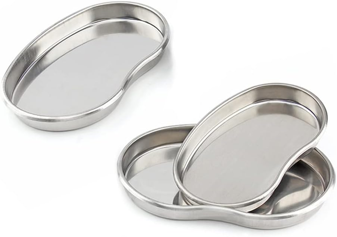 3Pcs Stainless Steel Kidney Tray, Graduated Metal Emesis Basin, Reusable Kidney Bean Shaped Bowl Dish, Dental Lab Instrument Surgical Tray for Medic Waster (Small, Medium, Large) image number 1