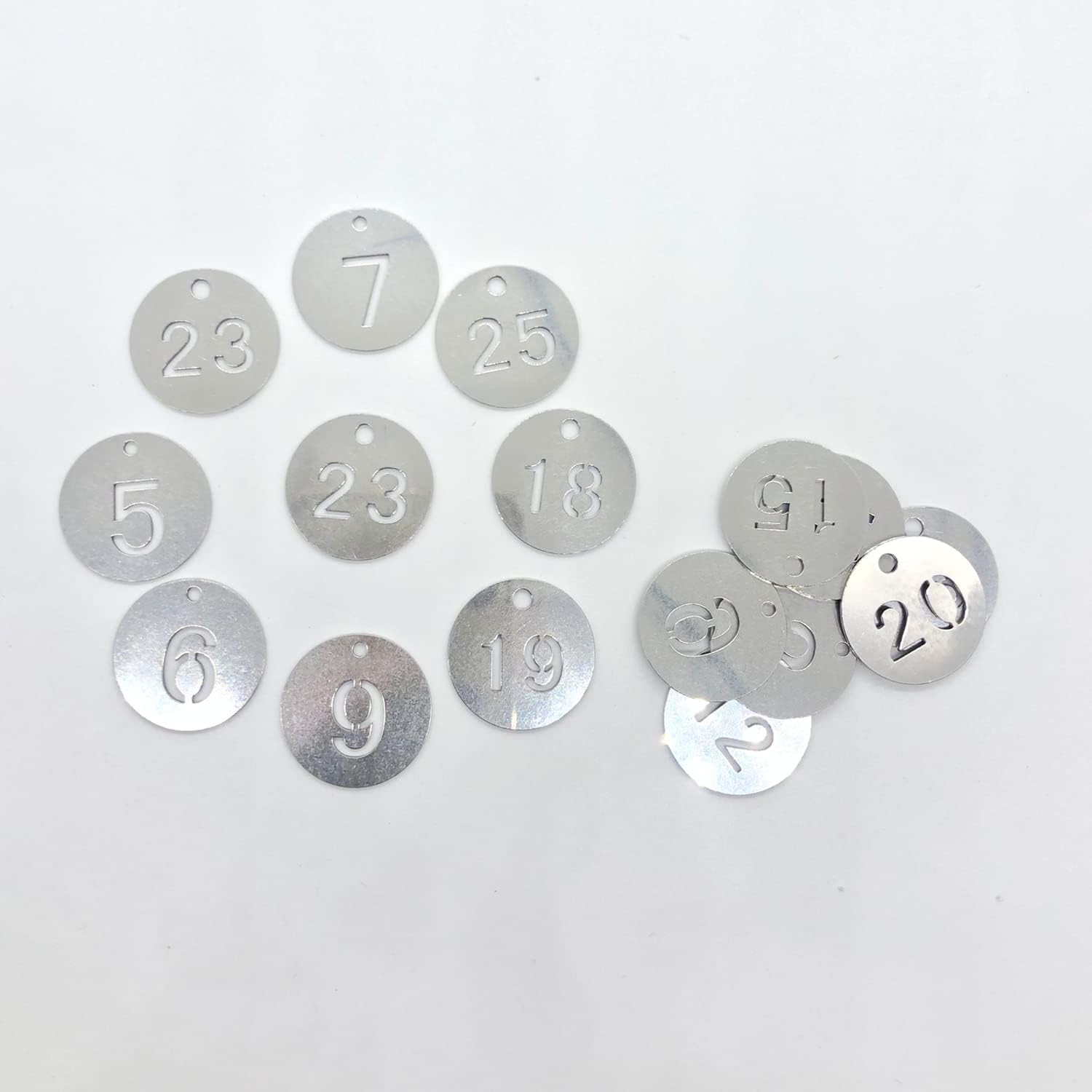 Stainless Steel Numbered Tags, round Metal Key Tags ID Tags with Rings (1-30) image number 2