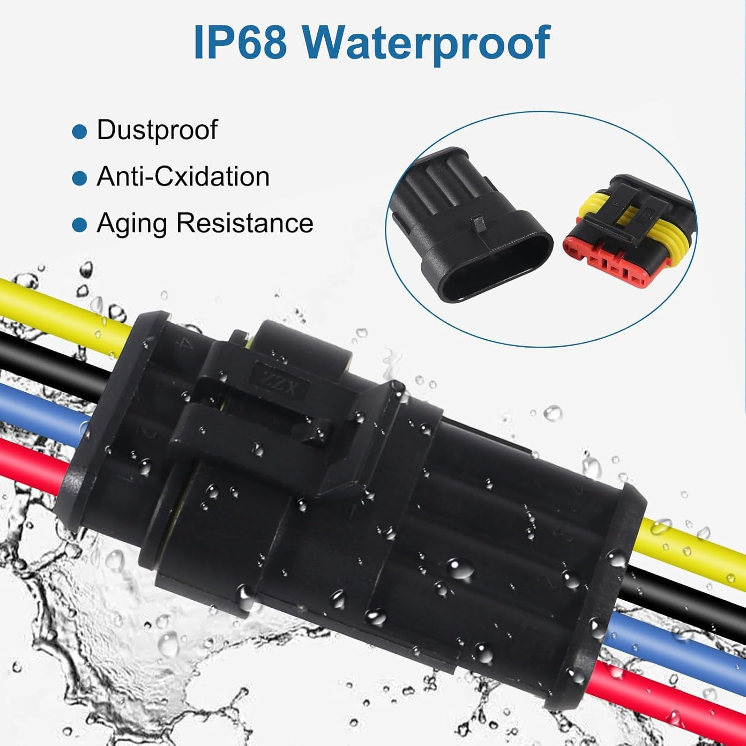 708PCS Waterproof Automotive Electrical Connector Terminals Kit,12V Car Electrical Wire Connectors Plug Kit,1/2/3/4/5/6 Male and Female Pin Connectors for Motorcycle, Truck, Car, Boats image number 4