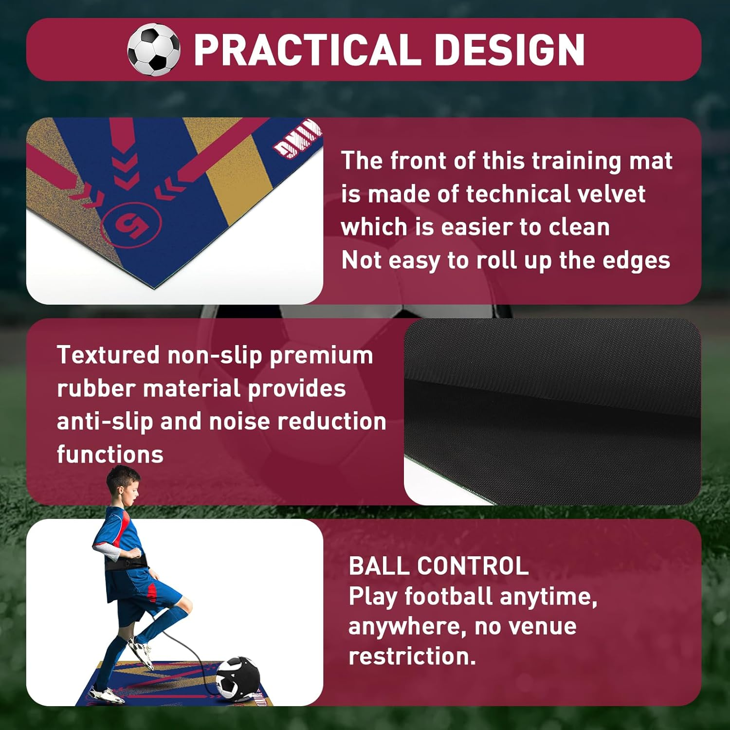 MIAOKE Soccer Training Mat, Football Footstep Training Mat for All Levels, Anti-Skid Soccer Footwork Training Mat,Equipment for All Ages to Improve Speed, Strength (Classic) image number 2
