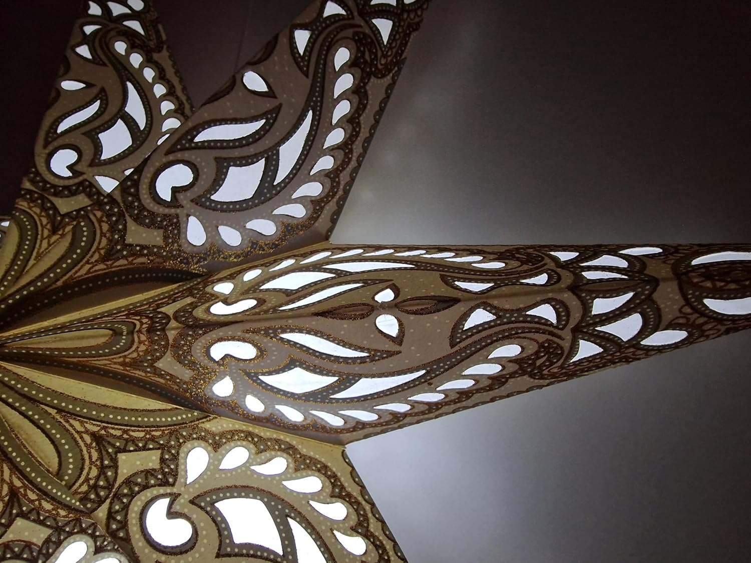 YEPSIO Lantern Lampshade Paper Star Light Shades Large 60Cm Hanging Decorations for Christmas Wedding Home Decoration Birthday Party Foldable 7 Pointed Star (Glitter, White, Grey, Golden) image number 4