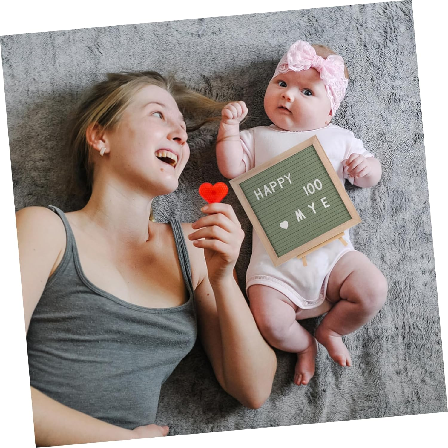 Wooden Letter Board DIY Felt Letters 20Cm Avocado Green Nursery Decor Memo Board Stand for Baby Photo Props and Announcement Sign image number 2