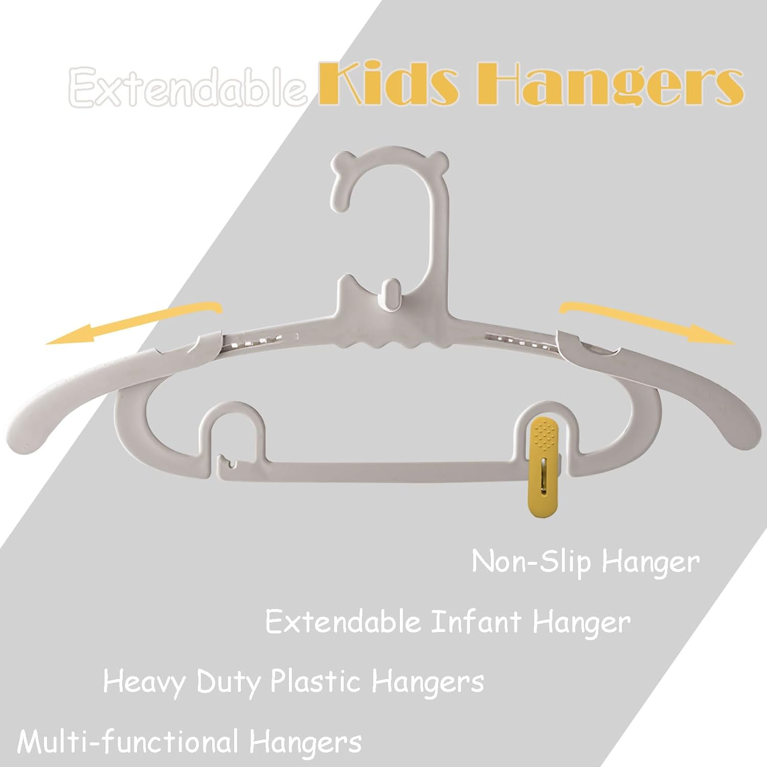Hanger Clips and Hangers for Baby Kids Skirt Suit Pants Clothes Extendable and Adjustable Non-Slip Durable and Space-Saving Design (30 Hangers + 10 Clips)