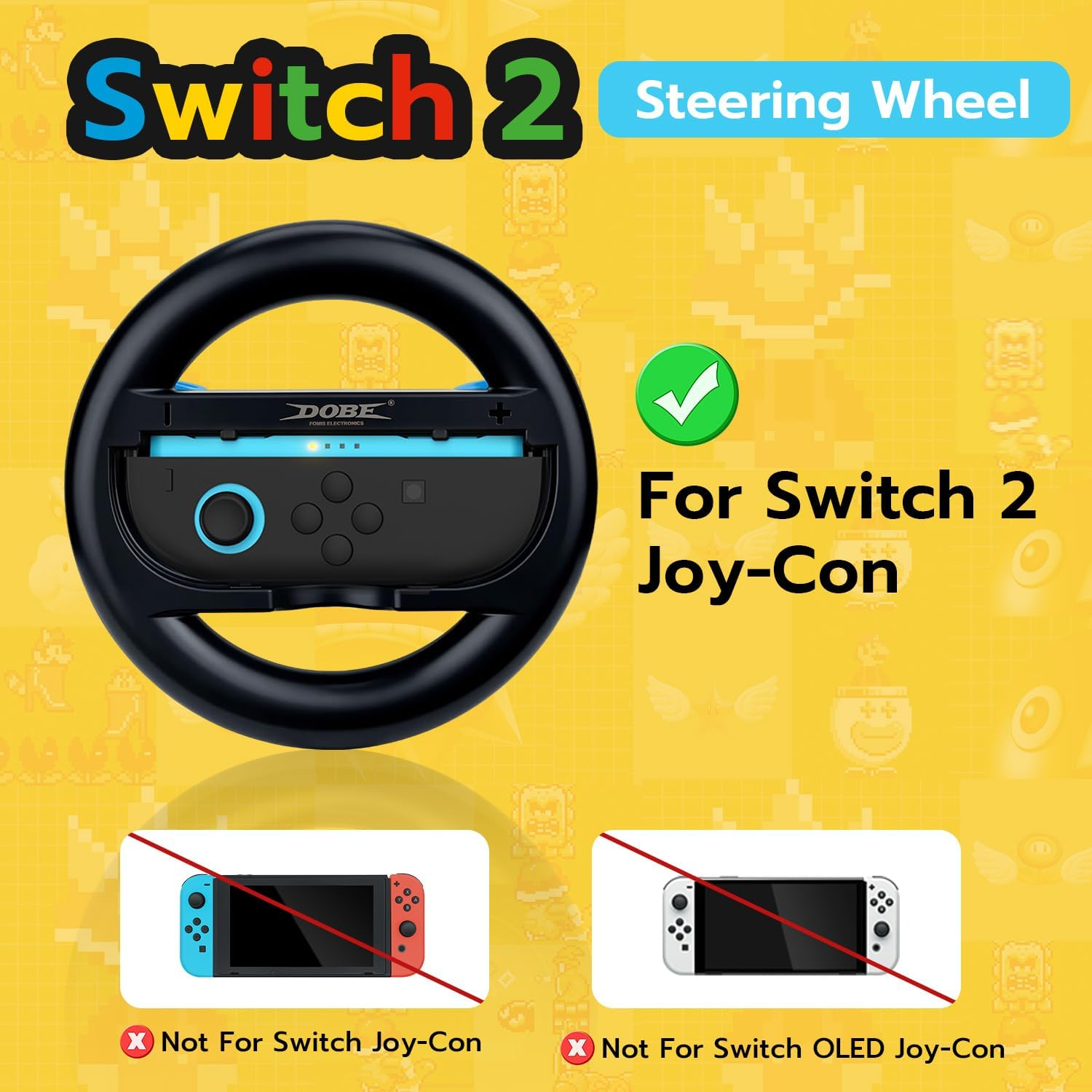 Mcbazel Steering Wheels for N-Switch2 Joy Con - Racing Controller Accessories with Ergonomic Grip & L/R Triggers, Easy Install for Mario Kart, Family Gaming Compatible with All Switch 2 Games(2-Pack) image number 1