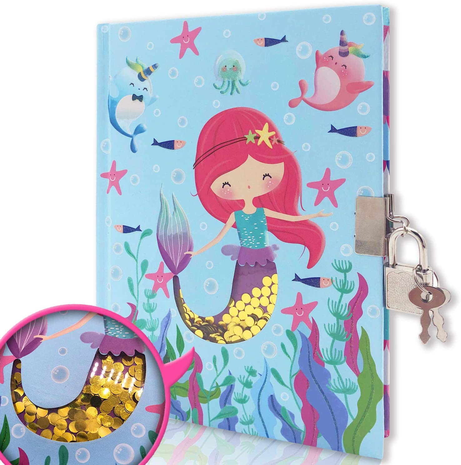 Heart Diary with Lock, 7X5.3 Inches 160 Pages Shakable Sequin Girls Diary Secret Kids Journal with Lock Lined Notebook for Girls Pink Kids Diaries Birthday Gifts for Girls 5 6 7 8 9 10 Years