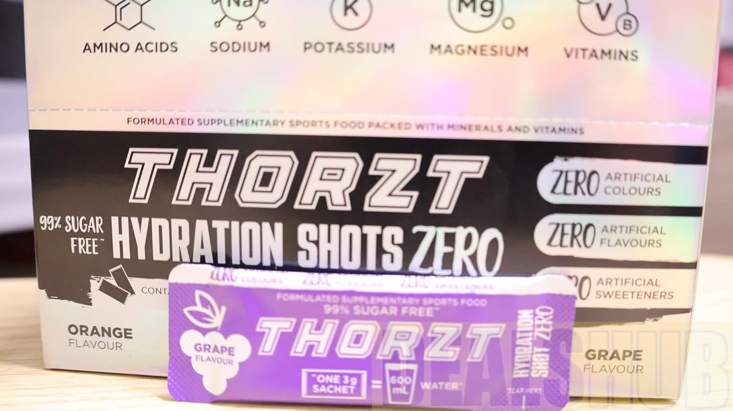 Thorzt Sugar Free Hydration Shot Zero Natural - Pack of 50 Sachets - Electrolyte (MIXED FLAVOURS) - Mango Pineapple - Grape - Orange - Strawberry Watermelon - Wild Berry
