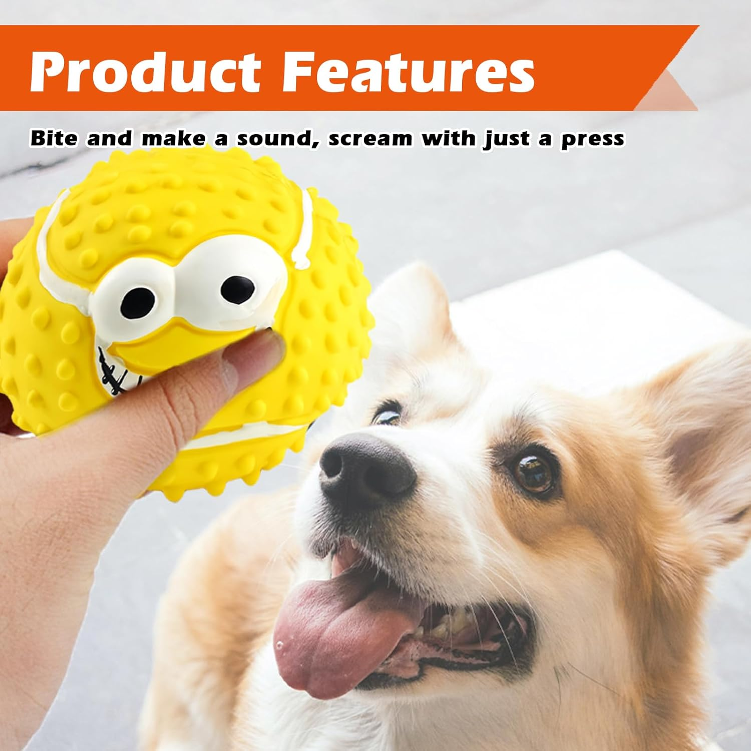 Vegena Squeaky Ball for Dogs, Pack of 6 Dog Balls, Indestructible, 8 Cm Dog Toy Ball, Durable Squeaky Dog Balls, Soft Latex Bouncy Fetch Balls for Large, Medium, Small Dogs image number 1