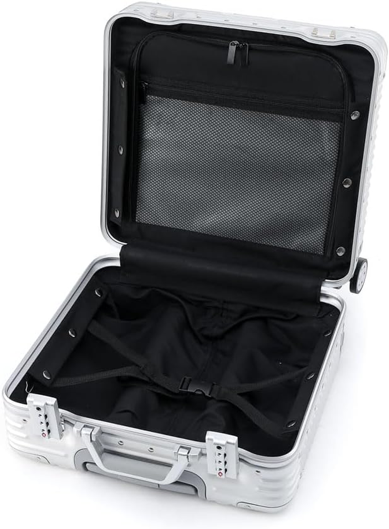 Quivora&zwnj; 18 Inch All Aluminum Carry on Suitcase, Full Aluminum Cabin Suitcase 18 Inch Cabin Luggage(Silver, Carry-On 18-Inch) image number 4