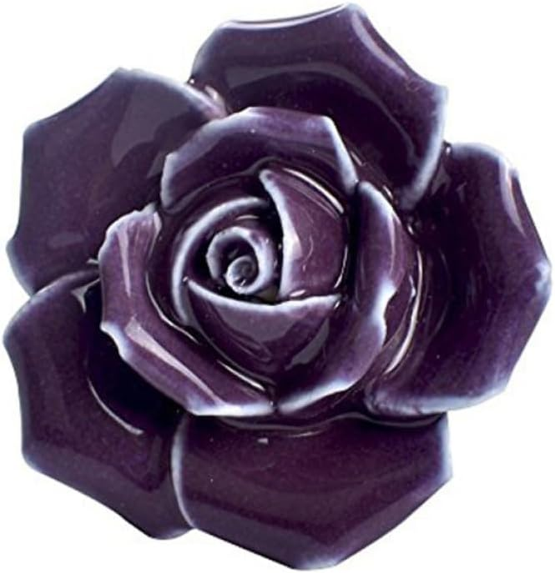 Rose Ceramic Cabinet Knobs 2 Pack Decorative Kitchen Drawer Pull Handles with Screws for Cupboards Wardrobes Home Improvement