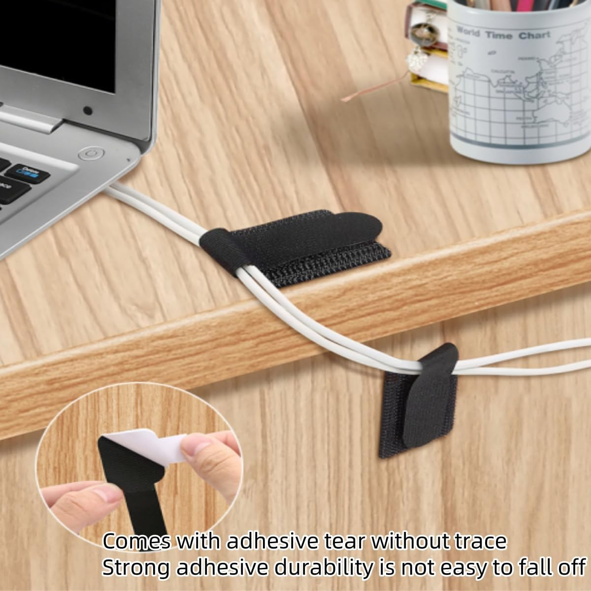 60PCS Reusable Cable Ties,Ywbfove Self-Adhesive Hook Strap Heavy Duty Cable Strap, Post-Adhesive Cable Organizer, Cable Clamp, Home and Office Essentials (Black, Grey, White) image number 1