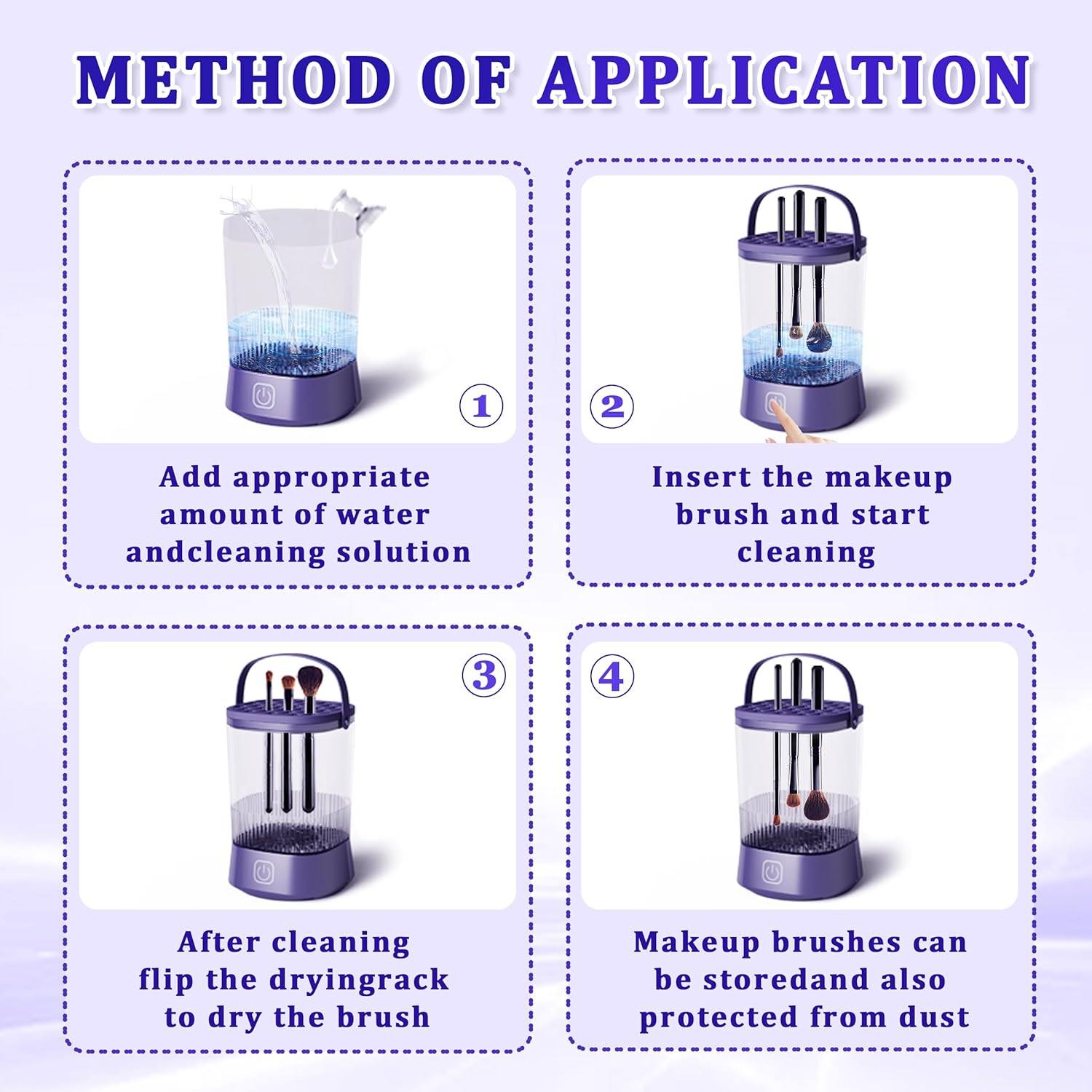 Makeup Brush Cleaner Machine - Electric Makeup Brush Cleaner, Automatic Maku up Brush Cleaning with 1200 Mah Battery, for Makeup Sponges and All Size Brushes (Purple) image number 2