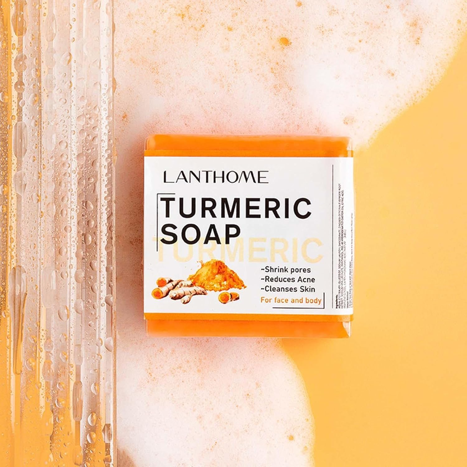2 Pcs Natural Turmeric Soap Bar,Pure Natural Turmeric Soap Bar for Face Body | Turmeric Face Soap Reduces Acnes, Fades Scars, and Cleanses Skin, Turmeric Bar Soap for All Skin Types Strop-Au image number 1
