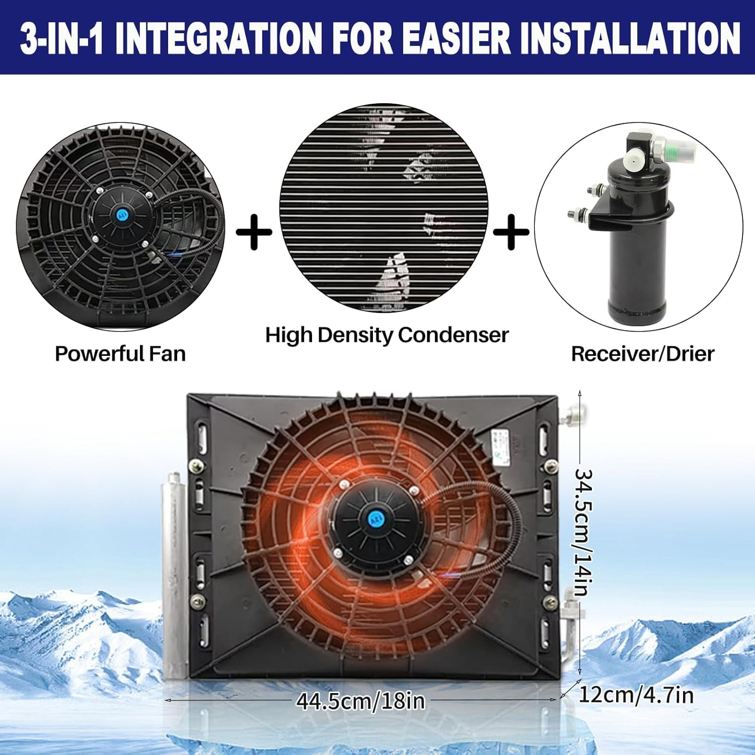 12V DC Universal under Dash Air Conditioner Heater, 10000BTU Automotive A/C Unit Cooling Heating System, 12 Volt Inverter Underdash AC Kit with 20CC Compressor, Fast Cooling for Car RV Pickup Truck image number 6