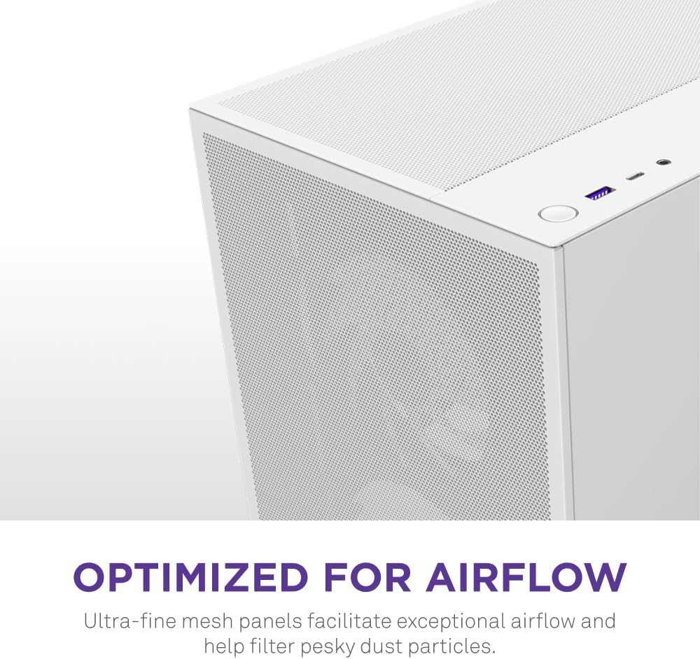 NZXT H5 Flow RGB 2024 - Compact ATX Mid-Tower PC Gaming Case - High Airflow - F360 RGB Core (CV) Included - 360Mm Front & 240Mm Top Radiator Support - Cable Management - Tempered Glass - White image number 3